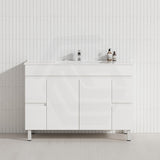 Macho 1200mm Premium MDF Gloss White Freestanding Bathroom Vanity Single/Double Bowls Available