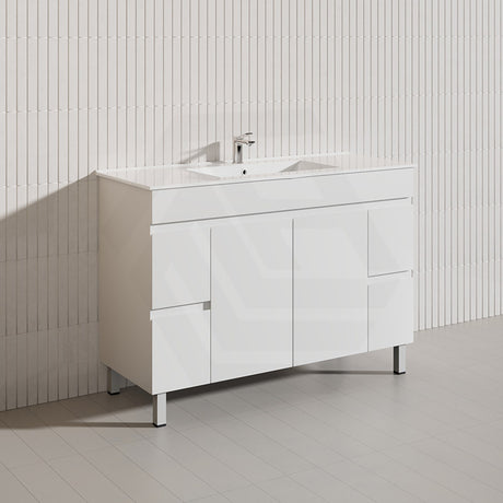 Macho 1200mm Premium MDF Gloss White Freestanding Bathroom Vanity Single/Double Bowls Available