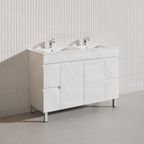 Macho 1200mm Premium MDF Gloss White Freestanding Bathroom Vanity Single/Double Bowls Available