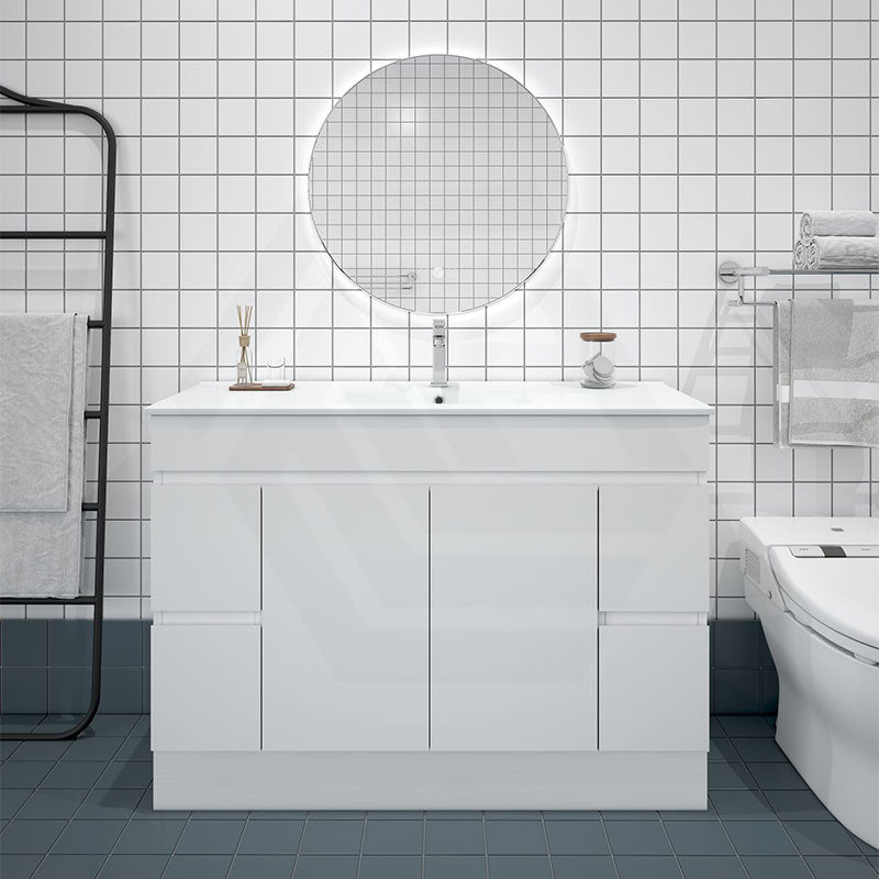 1200mm Premium MDF Gloss White Freestanding Bathroom Vanity Single/Double Bowls Available