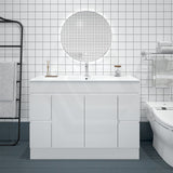 1200mm Premium MDF Gloss White Freestanding Bathroom Vanity Single/Double Bowls Available