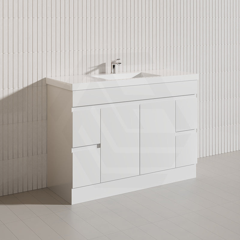 Macho 1200mm Premium MDF Gloss White Freestanding Bathroom Vanity Single/Double Bowls Available