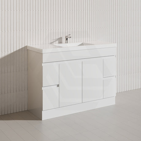 Macho 1200mm Premium MDF Gloss White Freestanding Bathroom Vanity Single/Double Bowls Available