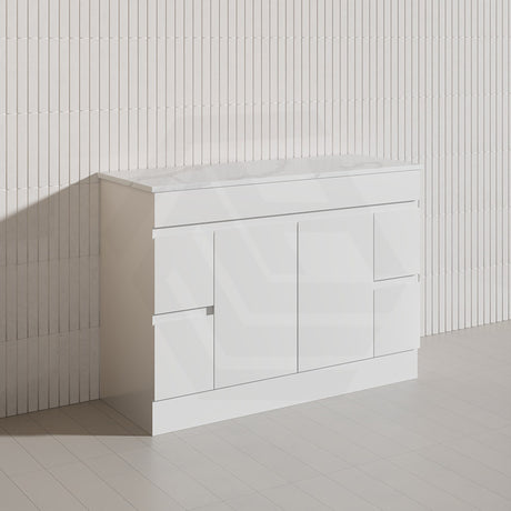 Macho 1200mm Premium MDF Gloss White Freestanding Bathroom Vanity Single/Double Bowls Available