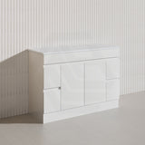 Macho 1200mm Premium MDF Gloss White Freestanding Bathroom Vanity Single/Double Bowls Available