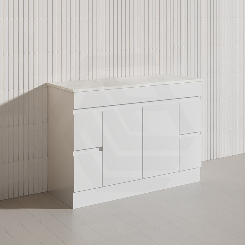 Macho 1200mm Premium MDF Gloss White Freestanding Bathroom Vanity Single/Double Bowls Available