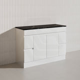 Macho 1200mm Premium MDF Gloss White Freestanding Bathroom Vanity Single/Double Bowls Available