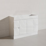 Macho 1200mm Premium MDF Gloss White Freestanding Bathroom Vanity Single/Double Bowls Available