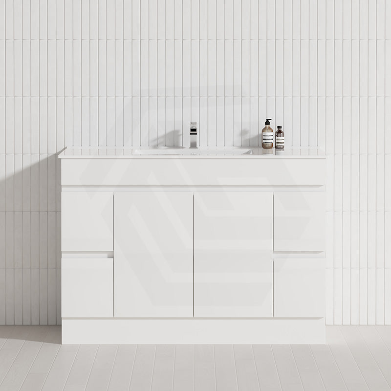 Macho 1200mm Premium MDF Gloss White Freestanding Bathroom Vanity Single/Double Bowls Available
