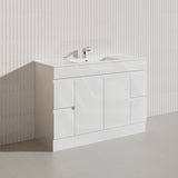 Macho 1200mm Premium MDF Gloss White Freestanding Bathroom Vanity Single/Double Bowls Available