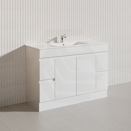 Macho 1200mm Premium MDF Gloss White Freestanding Bathroom Vanity Single/Double Bowls Available