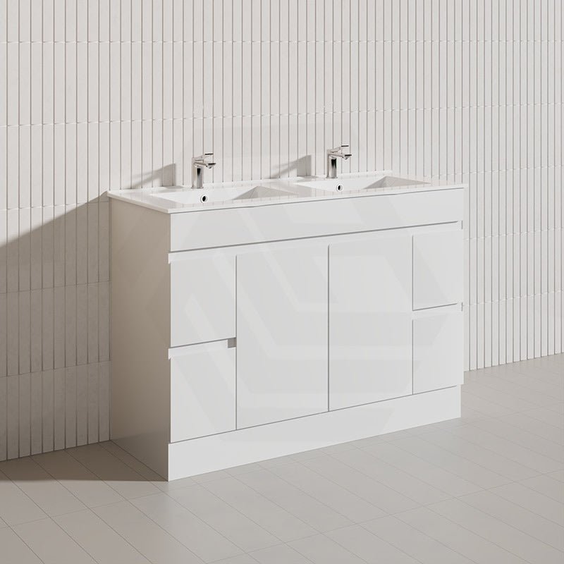 Macho 1200mm Premium MDF Gloss White Freestanding Bathroom Vanity Single/Double Bowls Available
