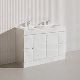 Macho 1200mm Premium MDF Gloss White Freestanding Bathroom Vanity Single/Double Bowls Available