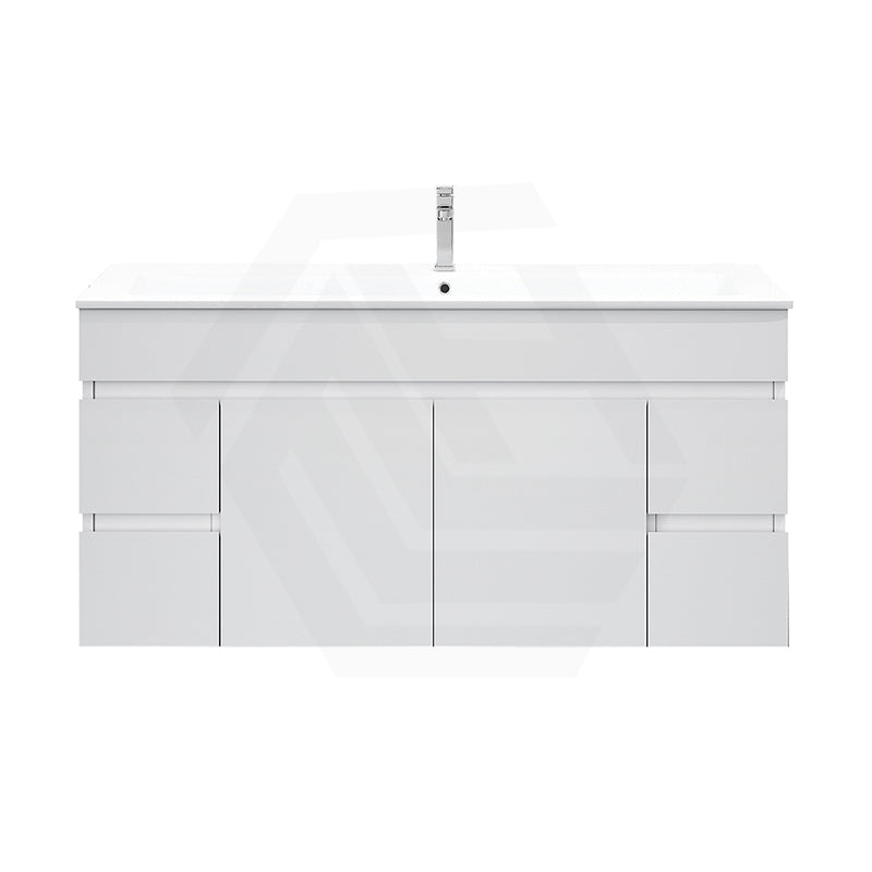 1200mm Premium MDF Gloss White Wall Hung Vanity with Single/Double Bowls Available