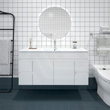 1200mm Premium MDF Gloss White Wall Hung Vanity with Single/Double Bowls Available