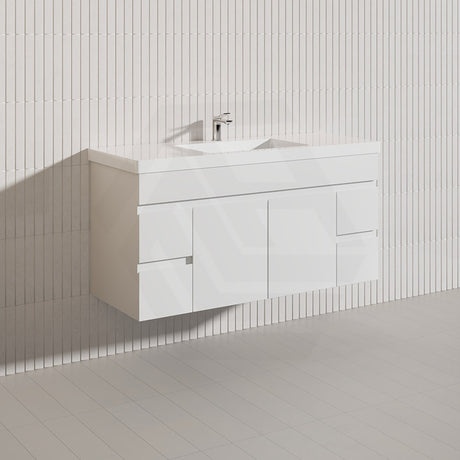 Macho 1200mm Premium MDF Gloss White Wall Hung Vanity Single/Double Bowls Available