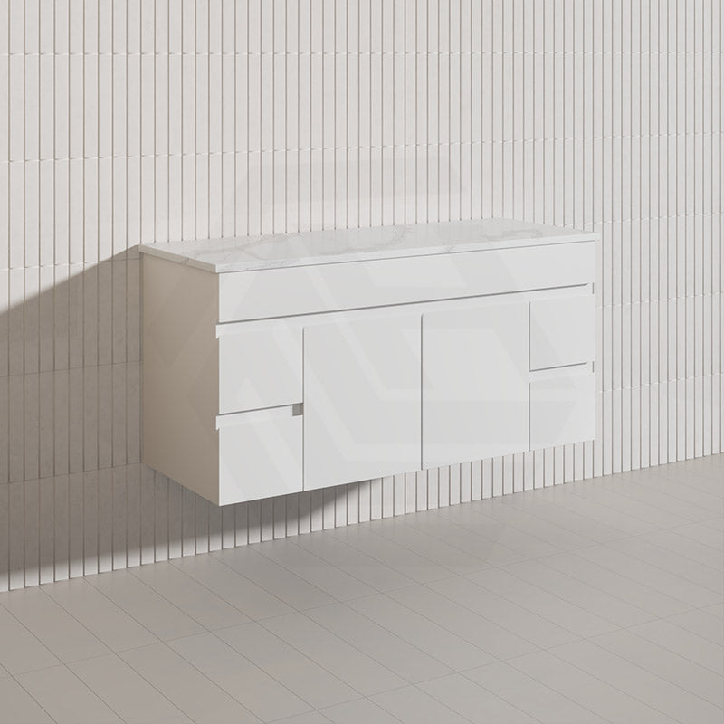 Macho 1200mm Premium MDF Gloss White Wall Hung Vanity Single/Double Bowls Available