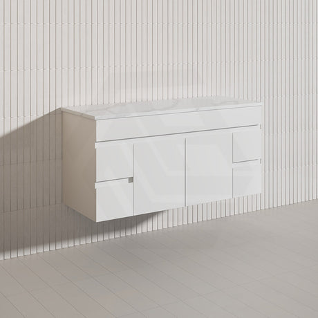 Macho 1200mm Premium MDF Gloss White Wall Hung Vanity Single/Double Bowls Available