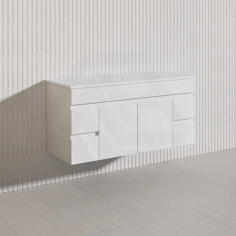 Macho 1200mm Premium MDF Gloss White Wall Hung Vanity Single/Double Bowls Available