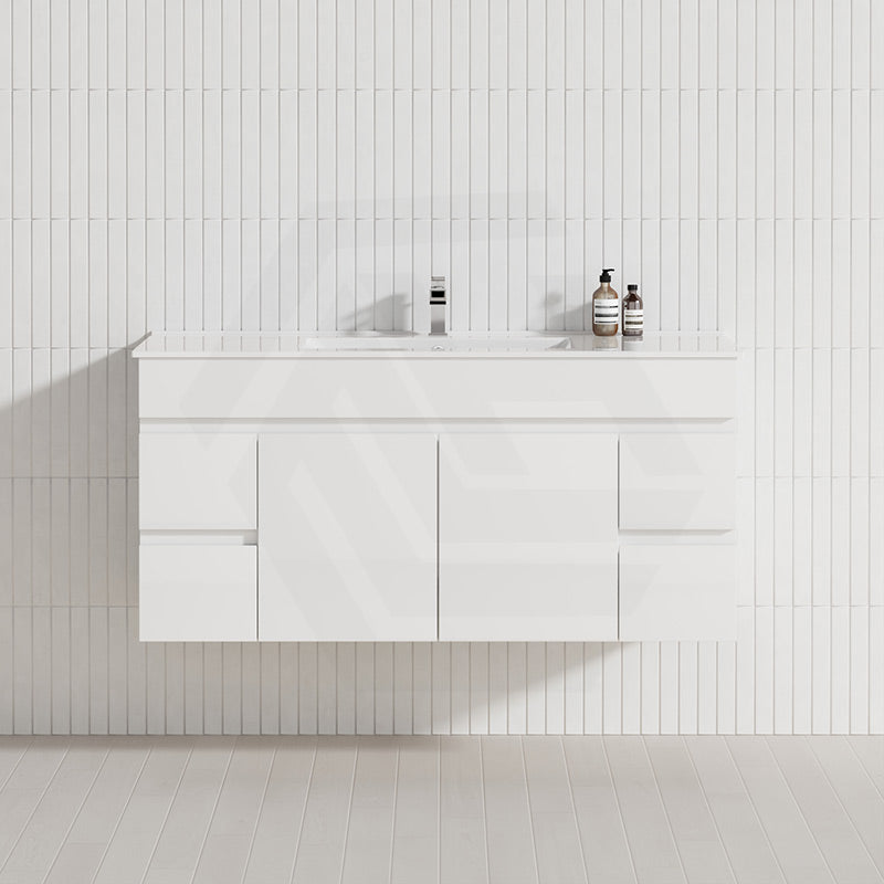 Macho 1200mm Premium MDF Gloss White Wall Hung Vanity Single/Double Bowls Available