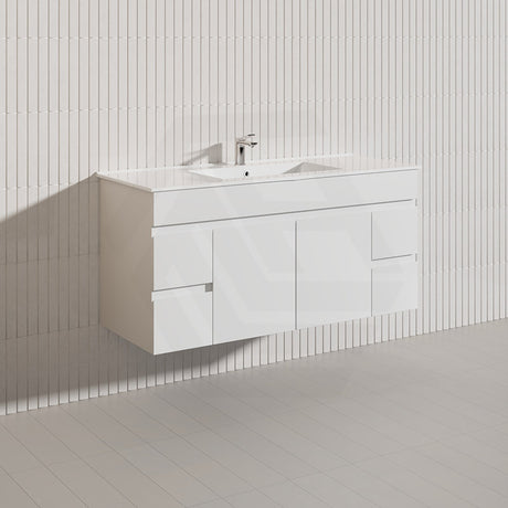 Macho 1200mm Premium MDF Gloss White Wall Hung Vanity Single/Double Bowls Available