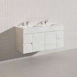 Macho 1200mm Premium MDF Gloss White Wall Hung Vanity Single/Double Bowls Available