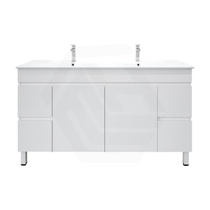 Macho 1500mm Premium MDF Gloss White Freestanding Bathroom Vanity Single/Double Bowls Available