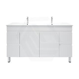 Macho 1500mm Premium MDF Gloss White Freestanding Bathroom Vanity Single/Double Bowls Available