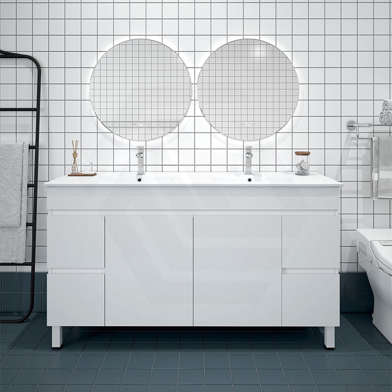Macho 1500mm Premium MDF Gloss White Freestanding Bathroom Vanity Single/Double Bowls Available