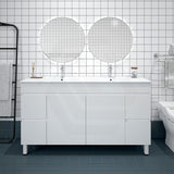 Macho 1500mm Premium MDF Gloss White Freestanding Bathroom Vanity Single/Double Bowls Available