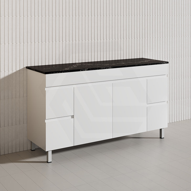 Macho 1500mm Premium MDF Gloss White Freestanding Bathroom Vanity Single/Double Bowls Available