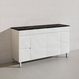 Macho 1500mm Premium MDF Gloss White Freestanding Bathroom Vanity Single/Double Bowls Available