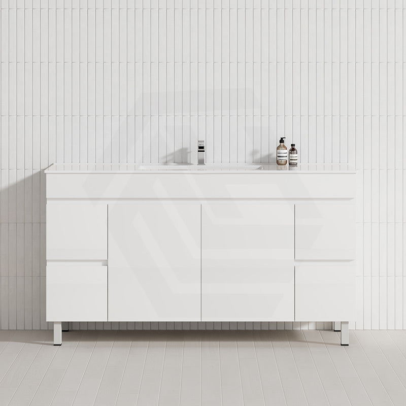 Macho 1500mm Premium MDF Gloss White Freestanding Bathroom Vanity Single/Double Bowls Available