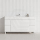 Macho 1500mm Premium MDF Gloss White Freestanding Bathroom Vanity Single/Double Bowls Available