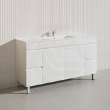 Macho 1500mm Premium MDF Gloss White Freestanding Bathroom Vanity Single/Double Bowls Available