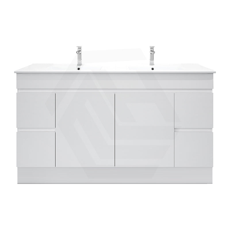 Macho 1500mm Premium MDF Gloss White Freestanding Bathroom Vanity Single/Double Bowls Available
