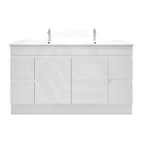 Macho 1500mm Premium MDF Gloss White Freestanding Bathroom Vanity Single/Double Bowls Available