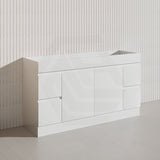 Macho 1500mm Premium MDF Gloss White Freestanding Bathroom Vanity Single/Double Bowls Available
