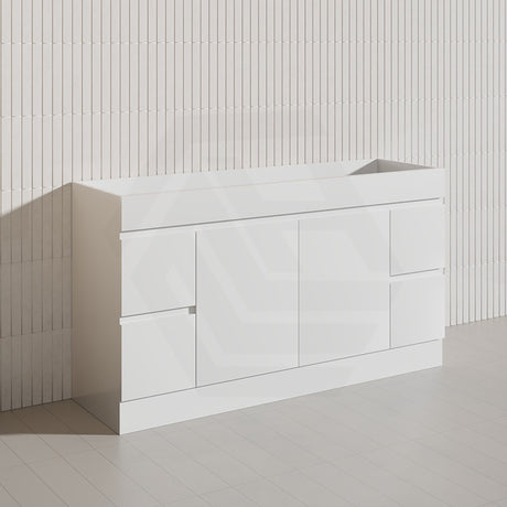Macho 1500mm Premium MDF Gloss White Freestanding Bathroom Vanity Single/Double Bowls Available