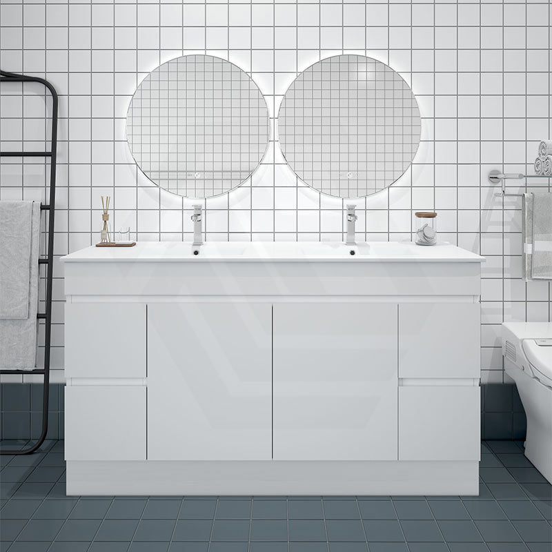 Macho 1500mm Premium MDF Gloss White Freestanding Bathroom Vanity Single/Double Bowls Available