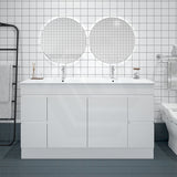 Macho 1500mm Premium MDF Gloss White Freestanding Bathroom Vanity Single/Double Bowls Available