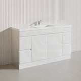 Macho 1500mm Premium MDF Gloss White Freestanding Bathroom Vanity Single/Double Bowls Available
