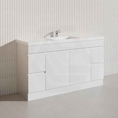 Macho 1500mm Premium MDF Gloss White Freestanding Bathroom Vanity Single/Double Bowls Available