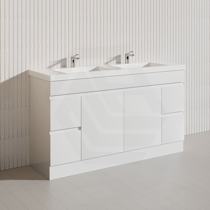 Macho 1500mm Premium MDF Gloss White Freestanding Bathroom Vanity Single/Double Bowls Available