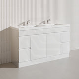 Macho 1500mm Premium MDF Gloss White Freestanding Bathroom Vanity Single/Double Bowls Available