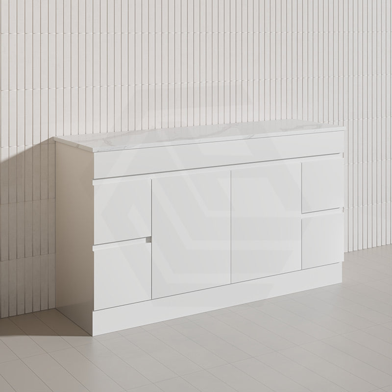 Macho 1500mm Premium MDF Gloss White Freestanding Bathroom Vanity Single/Double Bowls Available