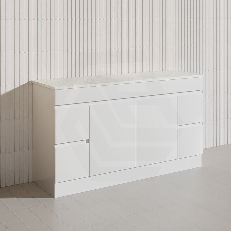 Macho 1500mm Premium MDF Gloss White Freestanding Bathroom Vanity Single/Double Bowls Available