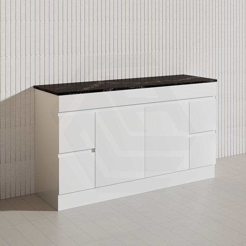 Macho 1500mm Premium MDF Gloss White Freestanding Bathroom Vanity Single/Double Bowls Available