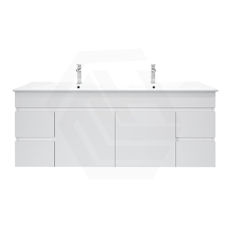 Macho 1500mm Premium MDF Gloss White Wall Hung Vanity Single/Double Bowls Available