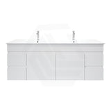 Macho 1500mm Premium MDF Gloss White Wall Hung Vanity Single/Double Bowls Available